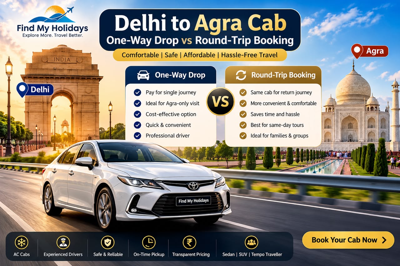 Delhi to Agra Cab: One-Way Drop vs Round-Trip Booking